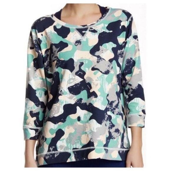 NYDJ Tops - NYDJ Sweatshirt XS City Sport Camo Sweatshirt Blue Gray White Not Your Daughters